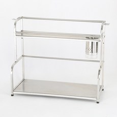 莫菲思 不鏽鋼雙層廚房置物架 多功能收納砧板刀具瓶罐架 40CM, 1個, 40CM小巧簡約版