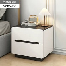 家用臥室床頭櫃 簡約現代小型床邊櫃 網紅簡易收納置物架, 50雙抽暖白黑底座, 1個