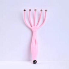 八爪魚頭部按摩器 舒緩頭皮, 1個, 磁珠五爪粉色