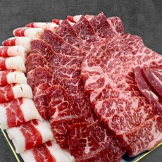 따봉프레시 황제 소고기 세트 꽃갈비살 살치살 갈비살 늑간살 부채살 우삼겹, 1세트, 800g