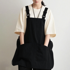 圍裙 廚房 烘焙 餐飲 工作服 罩衣, 背帶陞級防潑水兩面穿【黑色】