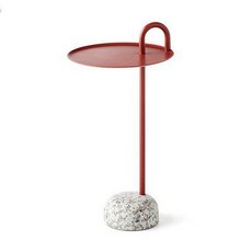 북유럽 이동식 협탁 침대 사이드 테이블 거실 틈새 수납 선반 철제 미니 원형 보조 탁자, 레드