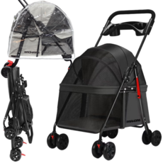 프라홈 개모차 우비 저상형 경량 강아지유모차, 3.7kg, 1개, 블랙