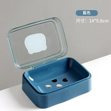 翻蓋瀝水肥皂盒 - 米白色, 翻蓋香皂盒 - 藍色, 1套