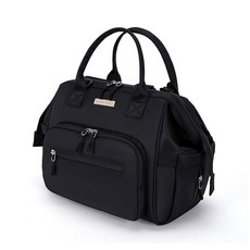 DFMEI 媽咪雙肩包嬰兒奶瓶尿布收納揹包防水可掛嬰兒車媽咪包, 黑色