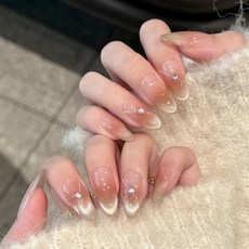 小紅書爆款穿戴甲高級感貓眼水鑽美甲片漸變輕奢純欲假指甲貼30片, 1個, BY1869玉貌花容:手工甲XS碼#10片/袋