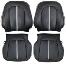 AOUT 아웃TUOA 전면 운전석 및 조수석 바닥 상단 린 백 천공 가죽 시트 커버 블랙 포드 F250 F350 플래티넘 2017 2018 2019 2020 2021 2022와