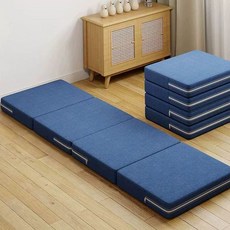탄탄한 토퍼매트리스 침대 4단 표면패드 패드 80x200x50 수면 제품 매트 지지력 접이식 바닥매트리스 바닥, 4.진한 파란색 데님 0.7x2m 5cm