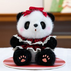 mebear 熊貓掌中寶裝扮玩偶, XPT熊貓掌中寶-紅格裙子款,15cm, 1個