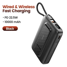 투키 마그네틱 보조배터리 PD 22.5W 10000mAh 고속 충전 LED 디스플레이 호환 16 15 Pro 삼성 호환 S24용, 01 Black, 01 10000mAh