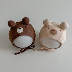 미소 귀달이곰보넷모자 아기모자 아기보넷 사계절용