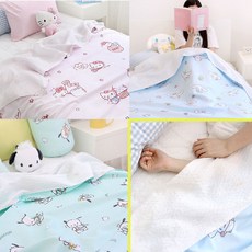 산리오 여름이불 시나모롤 포차코 헬로키티 캐릭터 어린이 시원한 리플 겹이불 1907, 시나모롤 여름 리플 겹이불(1907)