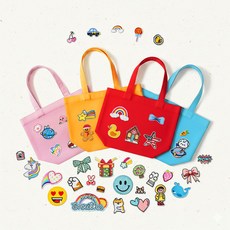 패치 꾸미기 여성 가방세트 토트백, 스마일(S)/레드 토트백