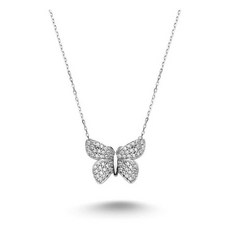 다이아몬드 버터플라이 목걸이 - MONARCH 펜던트 18K 골드 도금 큐빅 지르코니아. 여성을 위한 우아하고 섬세한 실버 주얼리 선물, Silver