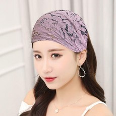 夏季薄款寬邊蕾絲髮帶 彈力頭巾女 外出運動防曬洗臉遮白髮碎髮髮箍, 1個, 韓粉