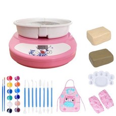 도자기물레 전기 가정용 체험용 소형 도예기구 회전판 점토 배우기, 플러그인, 핑크 디지털