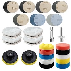 78피스 헤드라이트 복원 키트 7.6cm(3인치) 드릴 폴리싱 키트 습식 건식 사포 드릴 샌딩 부착물 자동차 광택용 버핑 패드 포함 레진 광택 회전 도구 부착물(7.6c, 78피스 헤드라이트 복원 키트, 7.6cm(3인치) 드