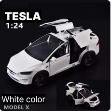 다이캐스트 금속 1:24 테슬라 모델 X 준대형 세단 SUV 합금 풀백 자동차 모형, 1개, X_화이트