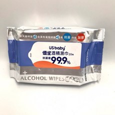 優生 US baby 超厚型酒精濕巾系列, 20抽/包, 1個