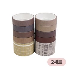 디어플레이스 컬러 패턴 데코 마스킹테이프 10종 세트 10mm x 2m 25mm x 2m, 2개, 03 레트로 페이퍼