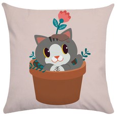 북유럽 고양이 도파민 카툰 일러스트 양면소파쿠션 솜포함 행운 행복 가정화목 기운상승 복 기원 탈부착 세탁가능 포근 촉감 홈데코 거실 민박 차량 사무실 허리지지 집들이 선물용, 40 x 40CM (솜포함 양면쿠션), 외국 북유럽 고양이-11