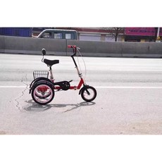 성인용 어른 세발 접이식 자전거 어른용 삼륜 어르신, D. 레드, 1개, 애플그린 접이식 오일 브레이크