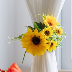 해바라기송송송피어난 커튼집게A 인테리어 조화 꽃 금전화 여름 실내 장식 소품 꾸미기, 2개