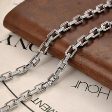 Daifuni 솔리드 S925 스털링 실버 에스닉 체인 목걸이 남성용 빈티지 스팀펑크 사이드 웨이 힙합 스타일 파, 01 6MM, 04 20in 50cm or 48.3G