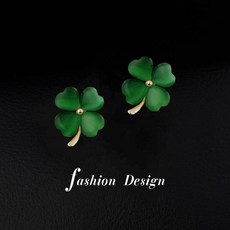 四葉草胸針男女別針 貓眼高檔領針倖運草防走光扣固定衣服襯衫120 2 N Q 4, A120 流行綠2只  中號, 1個