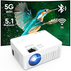 WiFi 및 Bluetooth 기능을 갖춘 미니 프로젝터 1080P 지원 야외 영화 Android/iOS/Windows/TV Stick/HDMI/USB와 호환, 휴대용 프로젝터 WiFi 및 블루투스가 지원되는 미니, 1개