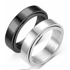 피젯스피너 티타늄 피젯링 링스피너 반지 피젯토이 스트레스해소 블랙 실버 J729-O, 06.피젯링 블랙 10호 J726