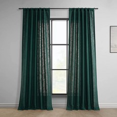 HPD Half Price Drapes 클래식 세미 시어 인조 리넨 커튼 거실용 (패널 1개) 빛 필터링 274.3cm(108인치) 길이 로드 포켓 침실 커튼 너비 127cm