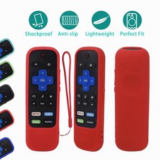 TCL Roku TV 스팀 스틱 보호 케이스 3600R 3800 3900 원격 실리콘 커버 충격 방지 컨트롤러 피부 미끄럼 방지, 1) Red