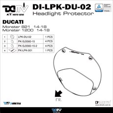 DIMOTIV Ducati Monster 821/1200 (14-18) 專用頭燈護片，保護大燈，防止碎石撞擊, 螢光綠, 1個