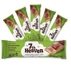 7th Heaven 오트 밀크 초콜릿 스낵 바: 피스타치오 & 할바 크림 - (1.6온스 6팩), 7 Pistachio & Halva Cream, 45g