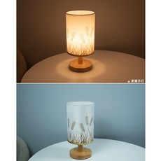 allplus 北歐實木檯燈 復古床頭燈 小夜燈 裝飾燈, USB供電麥穗 可調亮度 (無需燈泡)