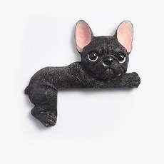 可愛狗法鬥開關裝飾墻貼保護套 現代簡約樹脂動物3D立體插座貼, 黑色左臥法鬥