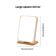 쿠쿠스토어 휴대 나무 접이식 데스크탑 메이크업 거울 간단한 미 기숙사 스탠드 여성 학생 소형, 01 Large-Square