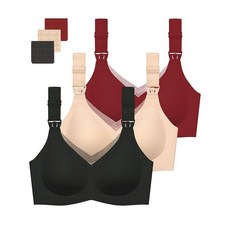 Gailife 모유 수유용 수유 브라 3팩 심리스 브이넥 메시 임산부 브라 편안한 임산부 수면 브라렛 - S 블랙/베이지/다크 레드 블랙/베이지/다크 레드 스몰