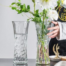 鑽石款透明玻璃花瓶, 透明, 高30CM圓口花瓶