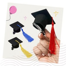 미니 학사모 헤어핀 졸업식 기념품 펠트 소재 집게핀 헤어 액세서리 졸업 선물용 머리핀, 1개, 옐로우