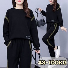 UNIQUEZON 중년여성 캐주얼 긴팔 맨투맨 조거팬츠 투피스 세트 봄가을 트레이닝복 운동복 빅사이즈