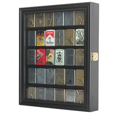 아마존평점4.5+ 미국출고 169334 30 라이터 디스플레이 케이스 벽 캐비닛 Zippo 밀리터리 스포츠 수집용 매치 북 블랙 프레임