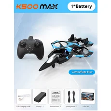 RC헬기 비행기 전투기 드론 무선 조정 카 자동차 오프로드 드리프트 포크레인 K500MAX 드론 전투기 4k HD, 10 blue-1b