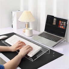 아크릴 받침대 책상용 키보드 스탠드 데스크탑 노트북 높이 조절 투명 선반 타이핑 지지대H455, 1개, 투명색(43×14.5×3×1.5cm)