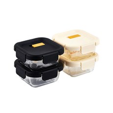 진공압축 내열강화유리 반찬통 (전자렌지사용가능 오븐사용가능 냉장고사용가능 냉동실사용가능), 내열락 강화용기 8P [310ml x 4개], 1세트