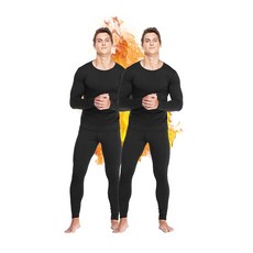 TEEPIRE 남성용 보온 속옷 바지 롱 존스 플리스 안감 베이스 레이어 하의 레깅스 겨울 선물 블랙 1팩 S_162763, 3X-라지_162763, 블랙 2팩