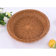 레트로 과일 장식 소쿠리 예날 pp원형 라탄 수납 채반바구니 대 35cm 건지기 체반 망, 오크