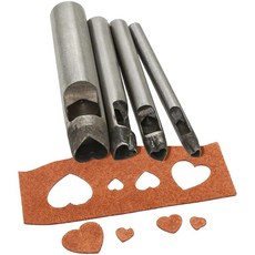 4Pcs 하트 모양 펀치 도구 홀 커터 가용 가죽 세트 공예 캔버스 종이 플라스틱 벨트 의류 사용 시 4/7/9/19mm