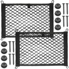 XIACIBDUS 카고 네트 2pcs 포켓 수납 메쉬 8개의 장착 나사와 내장 후크가 있는 탄성 자동차 파우치18x9.8인치